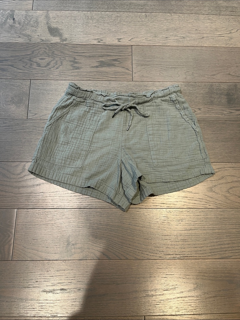 GAP Olive Drawstring Cotton Gauze Lounge Shorts